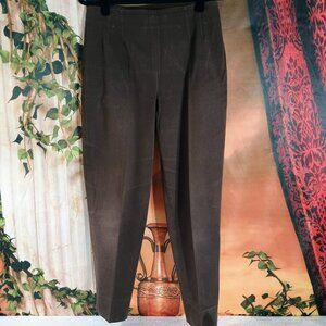 EUC Eric New York Sz 10 Brown Cotton Spandex Stretch Pants Side Zipper Trouser